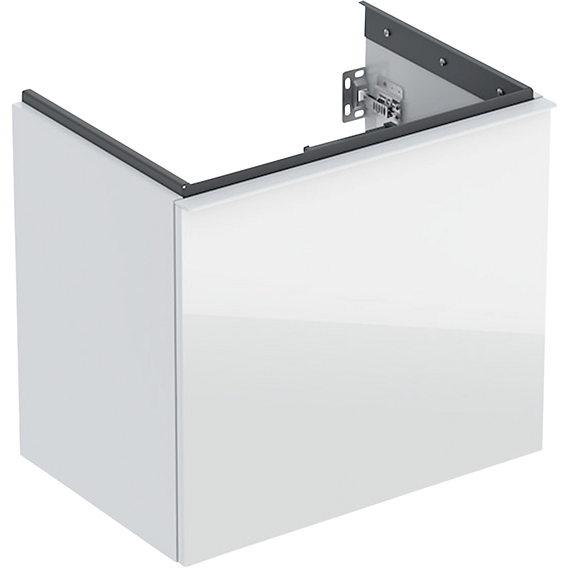 GEBERIT Acanto underskab 592x535mm til håndvask, med en skuffe & en indvendig skuffe, hvid / glas blankt