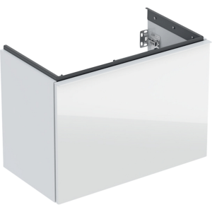 GEBERIT Acanto underskab 740x535mm til håndvask, med en skuffe & en indvendig skuffe, hvid / glas blankt