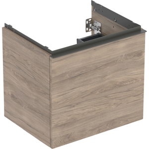 GEBERIT Acanto underskab 592x541mm til håndvask, med en skuffe & en indvendig skuffe Bredde. Nøddetræ hickory / melamin træstruktur
