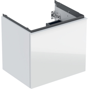 GEBERIT Acanto underskab 592x541mm til håndvask, med en skuffe & en indvendig skuffe Bredde. Hvid / glas blankt