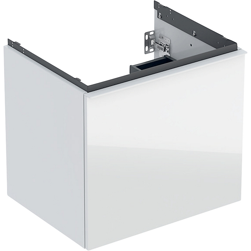 GEBERIT Acanto underskab 592x541mm til håndvask, med en skuffe & en indvendig skuffe Bredde. Hvid / glas blankt