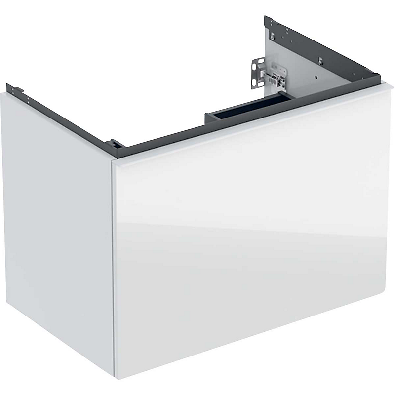 GEBERIT Acanto underskab 740x541mm til håndvask, med en skuffe & en indvendig skuffe Bredde.Hvid / glas blankt
