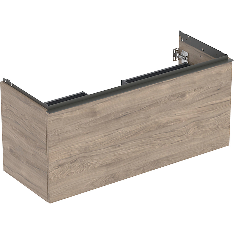 GEBERIT Acanto underskab 1184x541mm til håndvask, med en skuffe & en indvendig skuffe Bredde. Nøddetræ hickory / melamin træstruktur