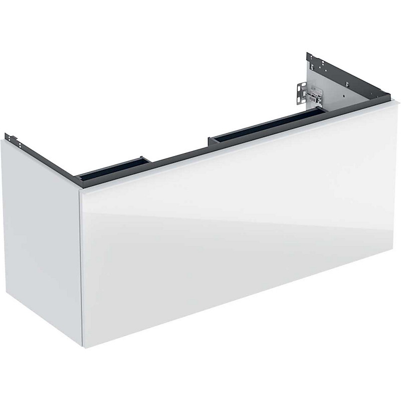 GEBERIT Acanto underskab 1184x541mm til håndvask, med en skuffe & en indvendig skuffe Bredde. Hvid / glas blankt