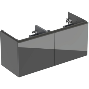 GEBERIT Acanto underskab 1184x541mm til dobbelthåndvask, med to skuffer & to indvendige skuffer. Lava / glas blankt