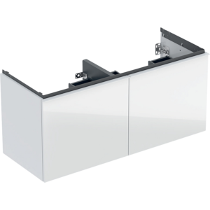 GEBERIT Acanto underskab 1184x541mm til dobbelthåndvask, med to skuffer & to indvendige skuffer. Hvid / glas blankt