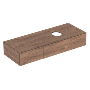 GEBERIT Variform vaskeskab 1350x510x235mm med 2 skuffer, Nøddetræ hickory