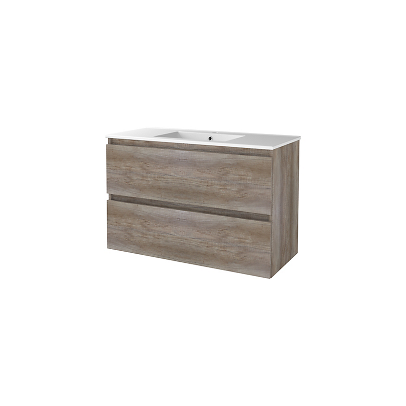 Sanibell Basicline møbelsæt med håndvask. 100x46cm, grebsfri. Skotsk eg