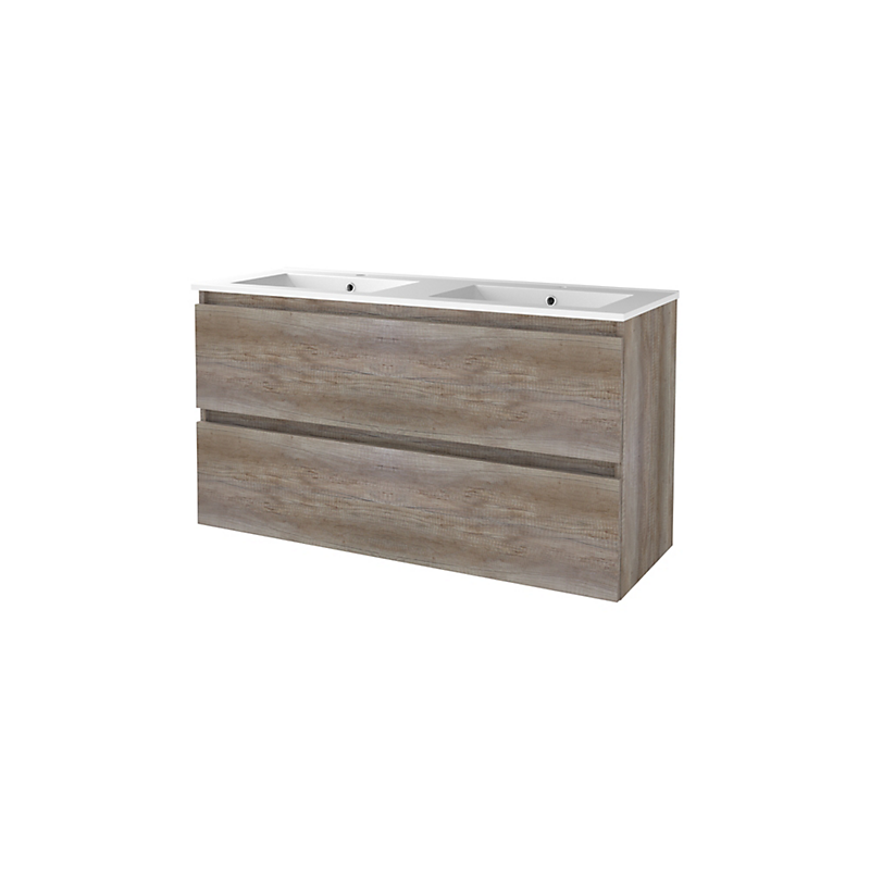 Sanibell Basicline møbelsæt med håndvask. 120x46cm, grebsfri. Skotsk eg