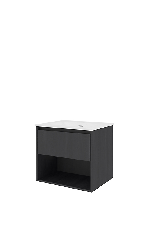 Sanibell Proline møbelsæt 61x46 sort eg, 1 skuffe & 1 åben hylde