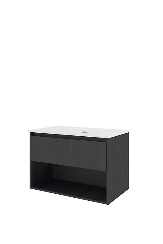 Sanibell Proline møbelsæt 81x46 sort eg, 1 skuffe & 1 åben hylde