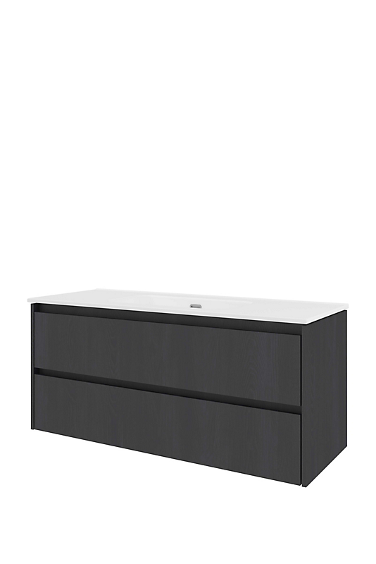 Sanibell Proline møbelsæt 121x46 sort eg, 2 softclose skuffer