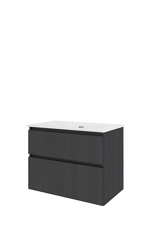 Sanibell Proline møbelsæt 81x46 sort eg, 2 softclose skuffer