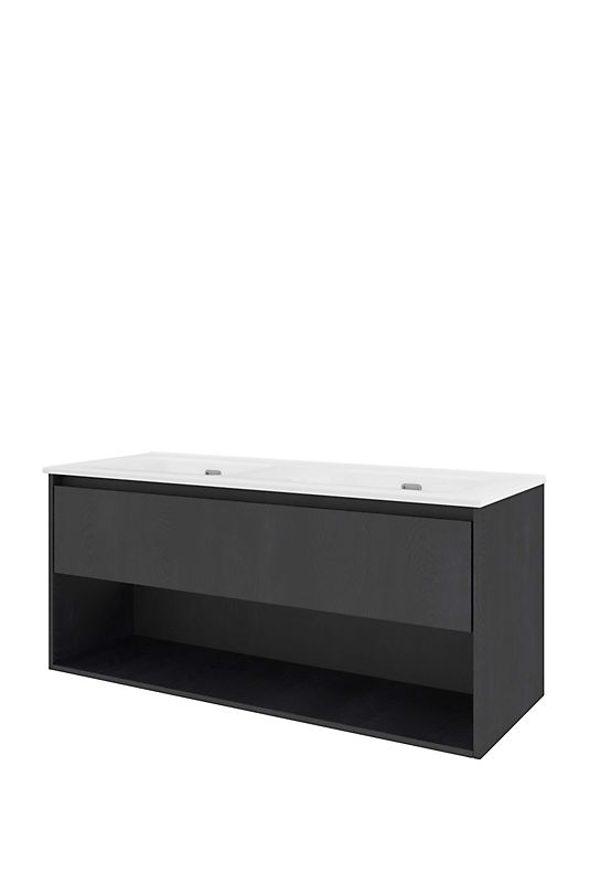 Sanibell Proline møbelsæt 121x46cm sort eg, 2 softclose skuffer