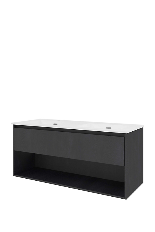 Sanibell Proline møbelsæt 121x46cm sort eg, 2 softclose skuffer