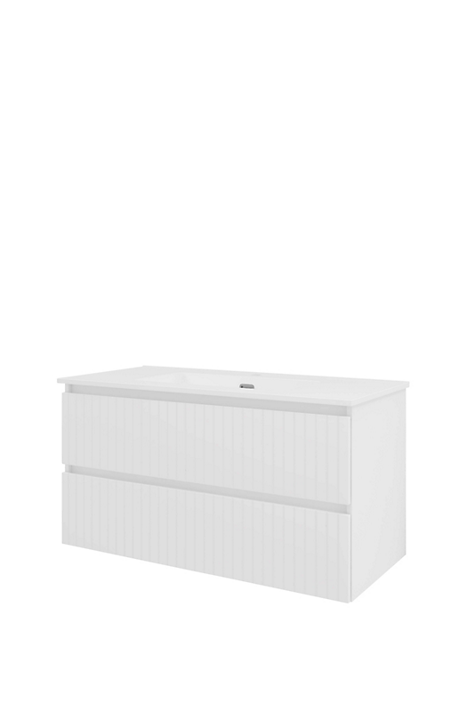 Sanibell Proline møbelsæt 101x46cm hvid højglans, 2 softclose skuffer