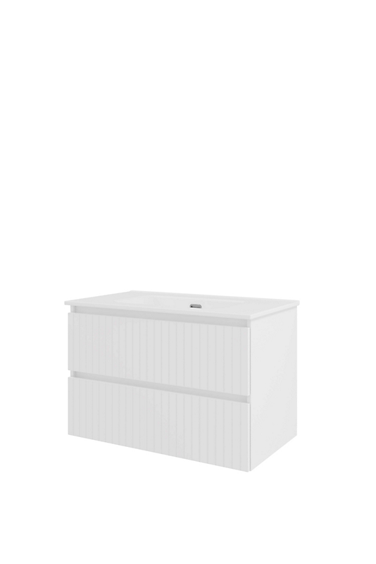 Sanibell Proline møbelsæt 81x46cm hvid højglans, 2 softclose skuffer