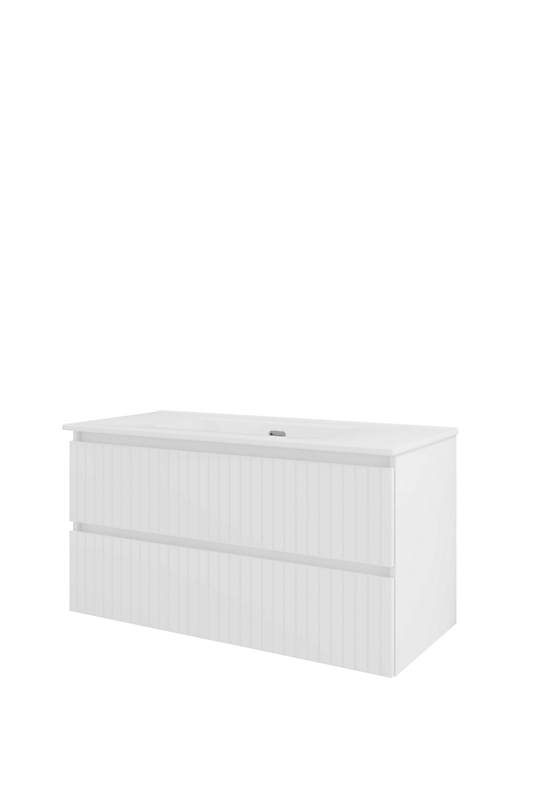 Sanibell Proline møbelsæt 101x46cm hvid højglans, 2 softclose skuffer