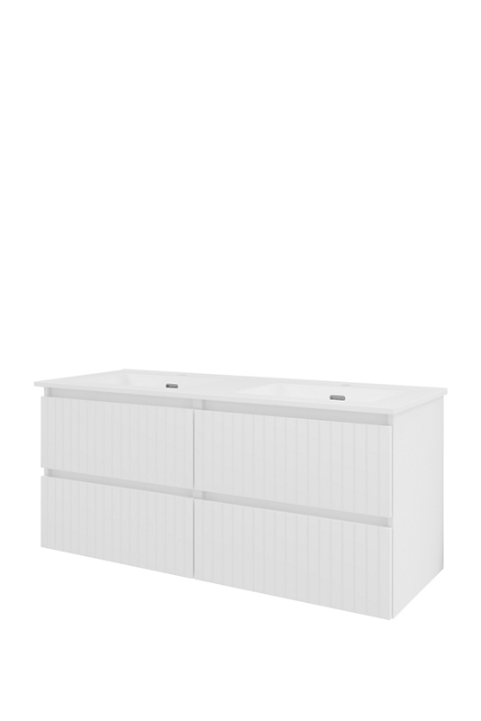 Sanibell Proline møbelsæt 121x46cm hvid højglans, 4 softclose skuffer