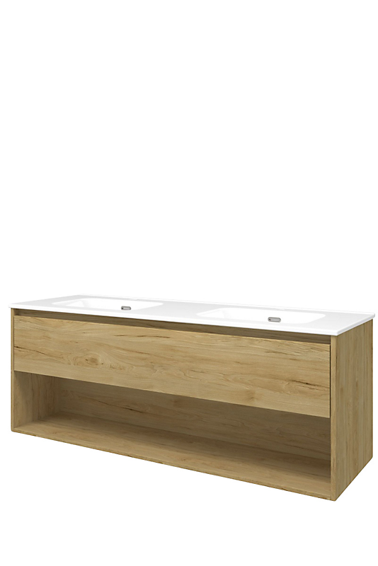 Sanibell Proline møbelsæt 141x46cm ideal eg, 1 skuffe & 1 åben hylde