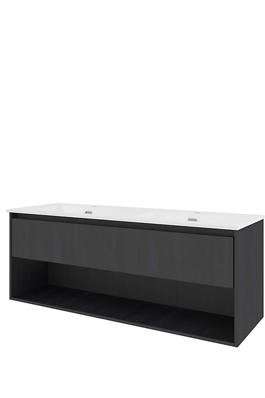 Sanibell Proline møbelsæt 141x46cm sort eg, 1 skuffe & 1 åben hylde