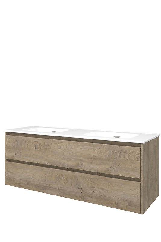 Sanibell Proline møbelsæt 141x46cm rå eg, 2 softclose skuffer