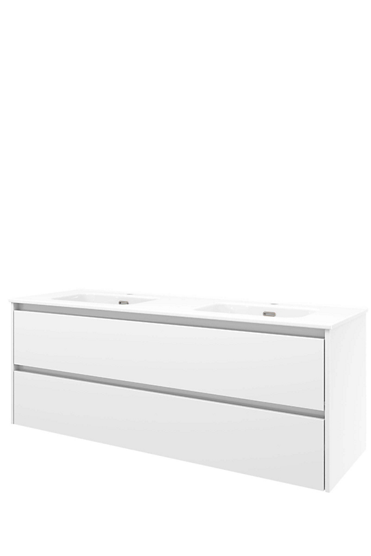 Sanibell Proline møbelsæt 141x46cm hvid højglans, 2 softclose skuffer