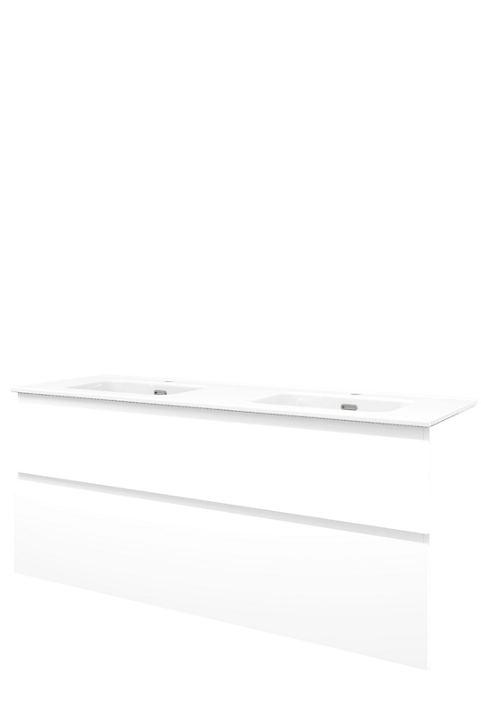 Sanibell Proline møbelsæt 141x46cm mathvid, 2 softclose skuffer