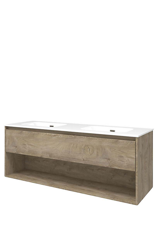 Sanibell Proline møbelsæt 141x46cm rå eg, 1 skuffe & 1 åben hylde