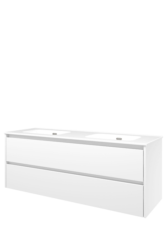 Sanibell Proline møbelsæt 141x46cm hvid højglans, 2 softclose skuffer