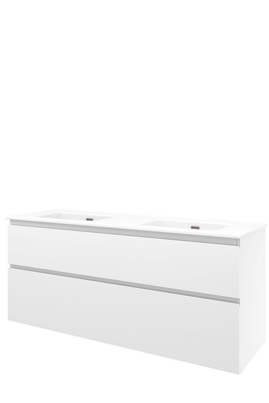 Sanibell Proline møbelsæt 141x46cm hvid højglans, 2 softclose skuffer