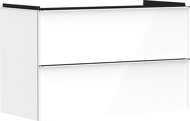 hansgrohe Xelu Q Vaskeskab hvid højglans 980x475 mm med 2 skuffer til håndvask