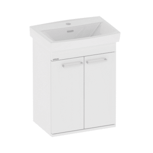 Kriss Skandi vaskeskabsæt med 2 låger & porcelænsvask, 50bX36dx67h cm