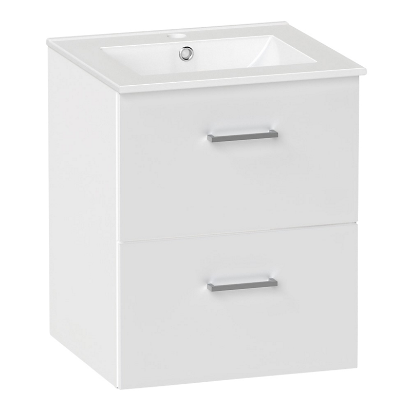 Kriss Skandi vaskeskab i stål hvid med 2 skuffer, 50 cm