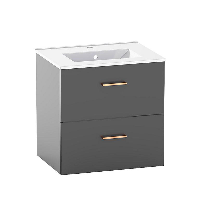 Kriss Skandi vaskeskab i stål antracit med 2 skuffer, 60 cm