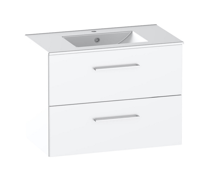 Kriss Skandi vaskeskab i stål hvid med 2 skuffer, 80 cm