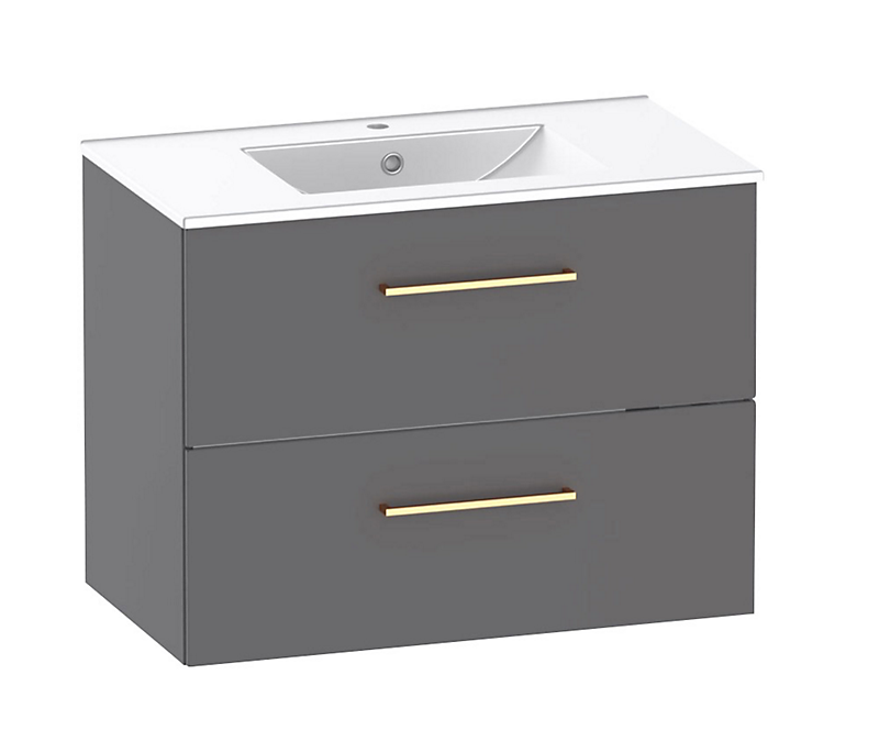 Kriss Skandi vaskeskab i stål antracit med 2 skuffer, 80 cm