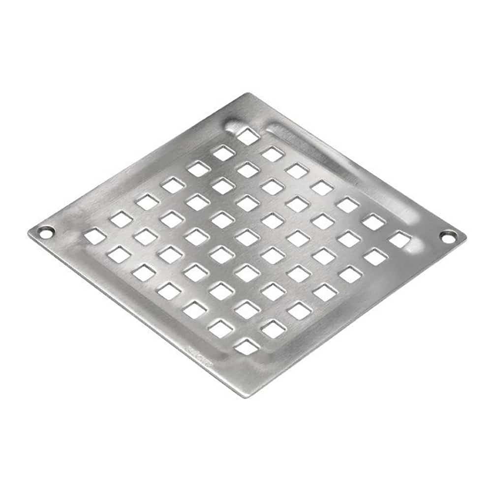 Blücher Square Vienna rist til gulvafløb med skruehuller 140x140 mm. Rustfrit stål