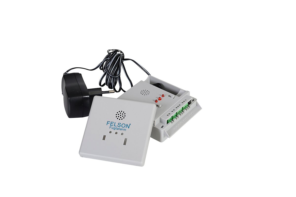 Felson 5030TI A fugtalarm med relæ, 230V lader. Kan tilsluttes ekstern sensor.