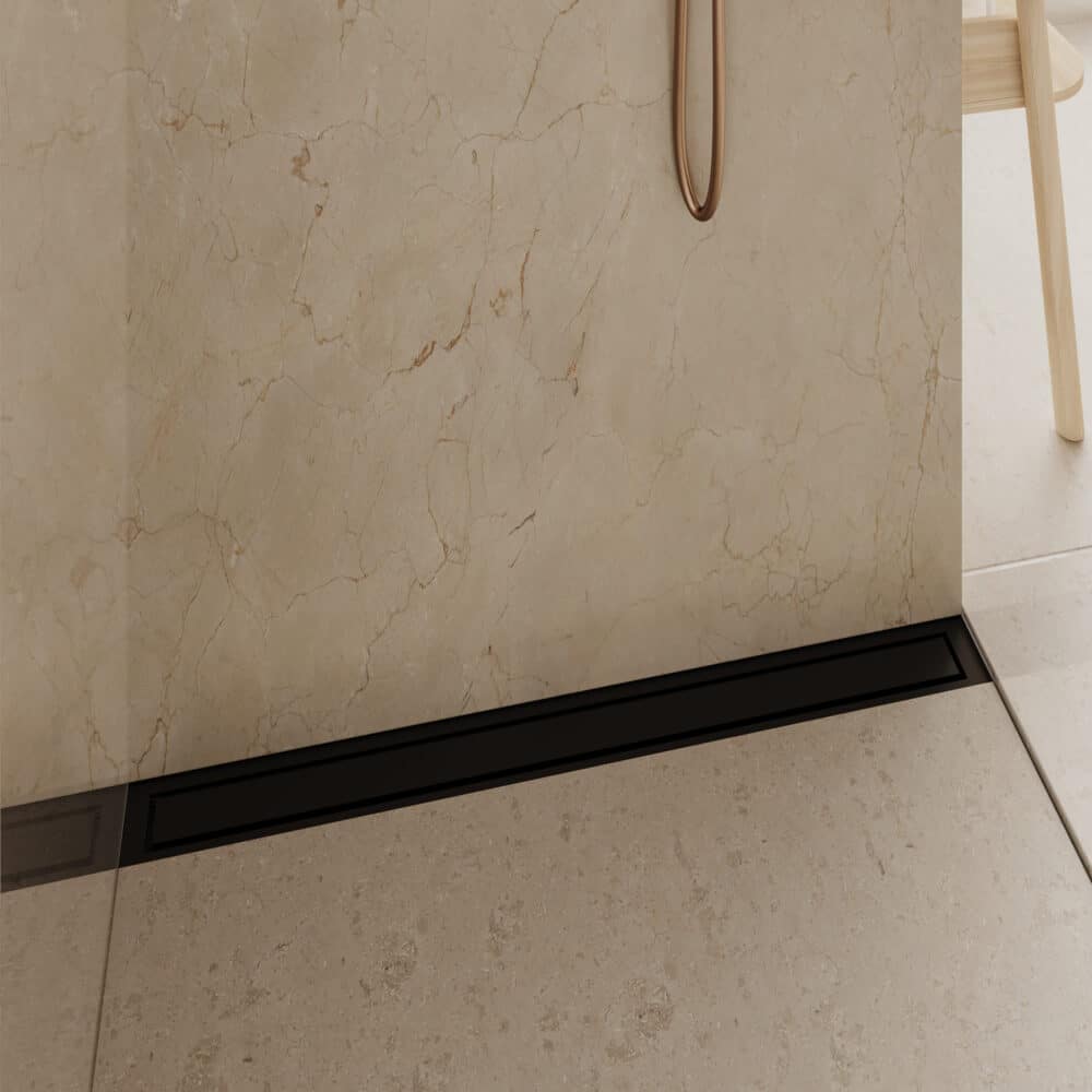 Unidrain highline panel 800 mm. Rustfrit stål/sort