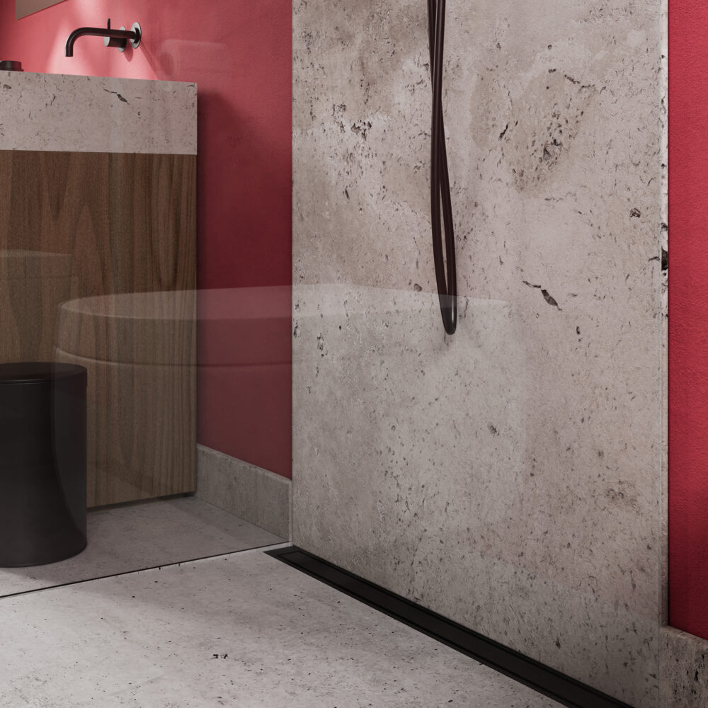Unidrain highline panel 800 mm. Rustfrit stål/sort
