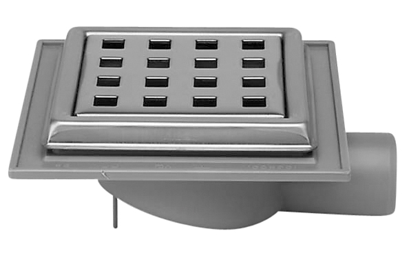 Jo-Mini afløbsskål 32 mm, m/rist, rustfrit stål, t/beton