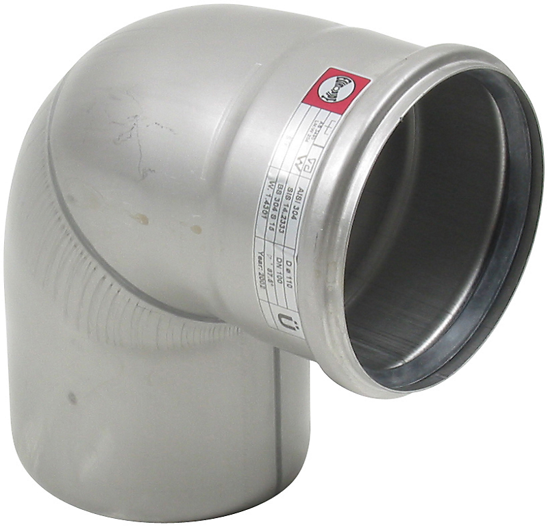 Blücher EuroPipe bøjning 87,5°. 110 mm. Rustfrit stål