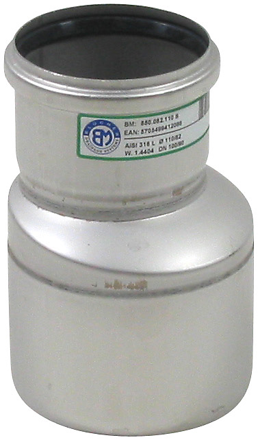 Blücher EuroPipe excentrisk reduktion 50/110mm, syrefast stål