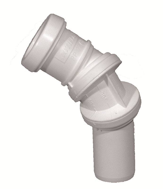 Purus Jotiflex PP bøjning, 40 mm, 0-90 grader, med 1 muffe, hvid