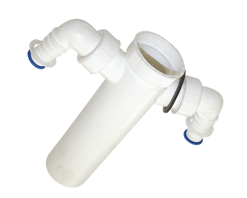 Dallmer PP tilslutningsrør med gevind og 2x3/4'' studs, Ø50 mm x 1.1/2'', hvid.