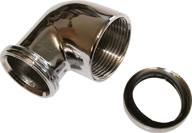 Primeo afløbsvinkel 1.1/4'' x 32 mm med omløber og pakning, forkromet