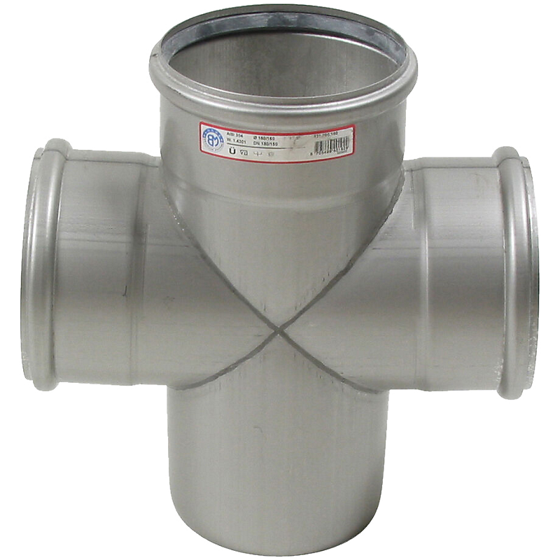 Blücher dobbelt grenrør 87.5° 160x160 RF syrefast stål