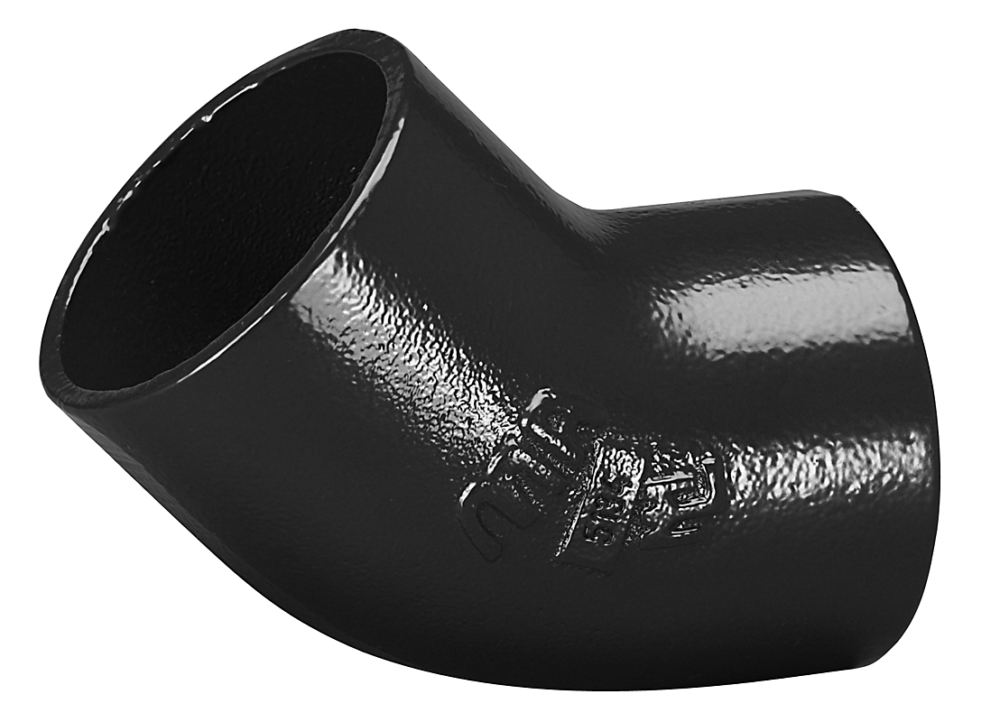 Ma bøjning 45 gr. 50 mm, sort vvs