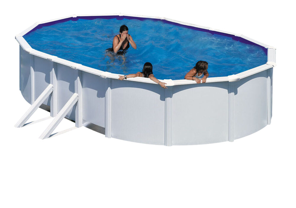 Swim & fun oval pool 730 x 375 x 120 cm, white, external side supporters
